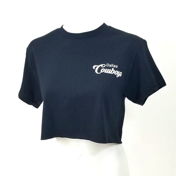 Dallas Cowboys Double Script Retro Logo NFL "Cropped" Crop Top Football Tee - Picture 3 of 6
